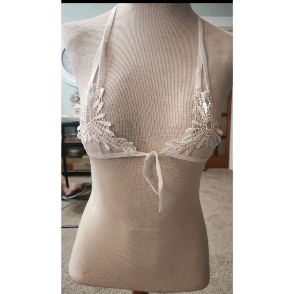 White, Embroidered, String, Bridal Bralette And Panty. Size XS